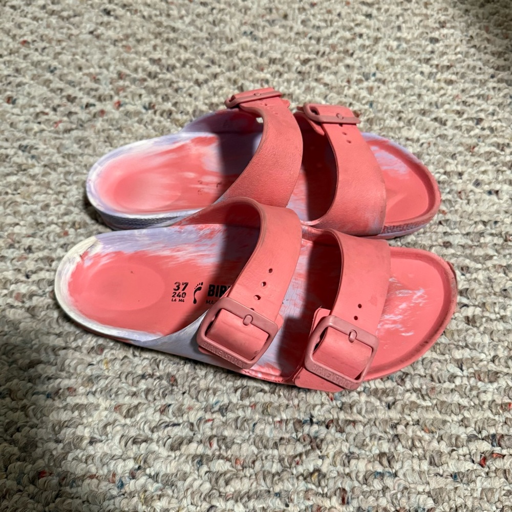 Birkenstock Arizona EVA Shoes Pink Purple Marbled Sandals Germany- Size 37 (6)